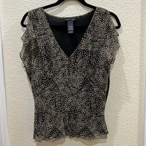 Kenneth Cole 100% Silk Cold-Shoulder Top with Side Zipper